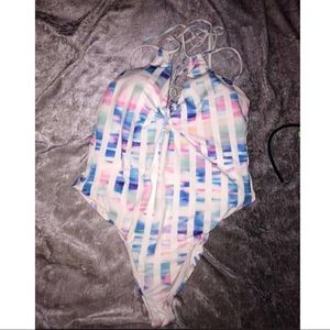 Pastel multicolored one piece swimsuit